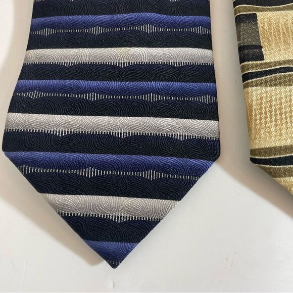 Di Moggio Handmade 100% Silk Set of Two Vintage Ties in Yellow and Blue - Picture 2 of 6